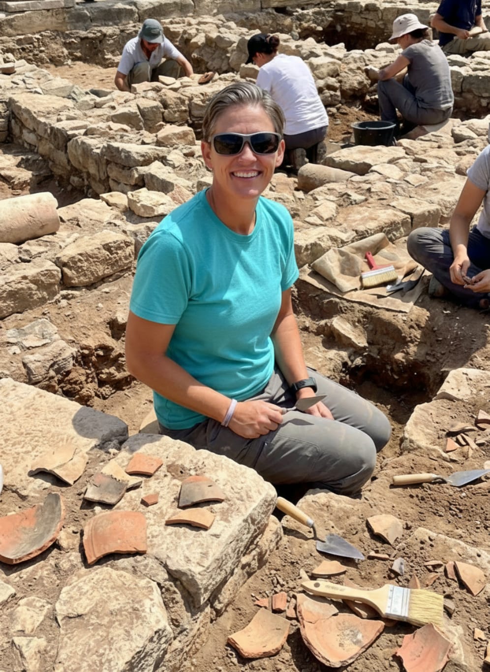 Karen at an archaeological dig